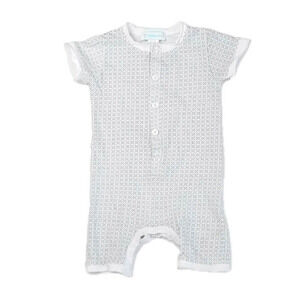 Feather Baby Boys White | Blue Romper size: 6-9 Months